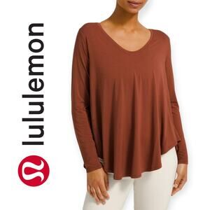 Lululemon | 6 | Up For Down Time Relaxed Long Sleeve Silk Blend Top in Terracota